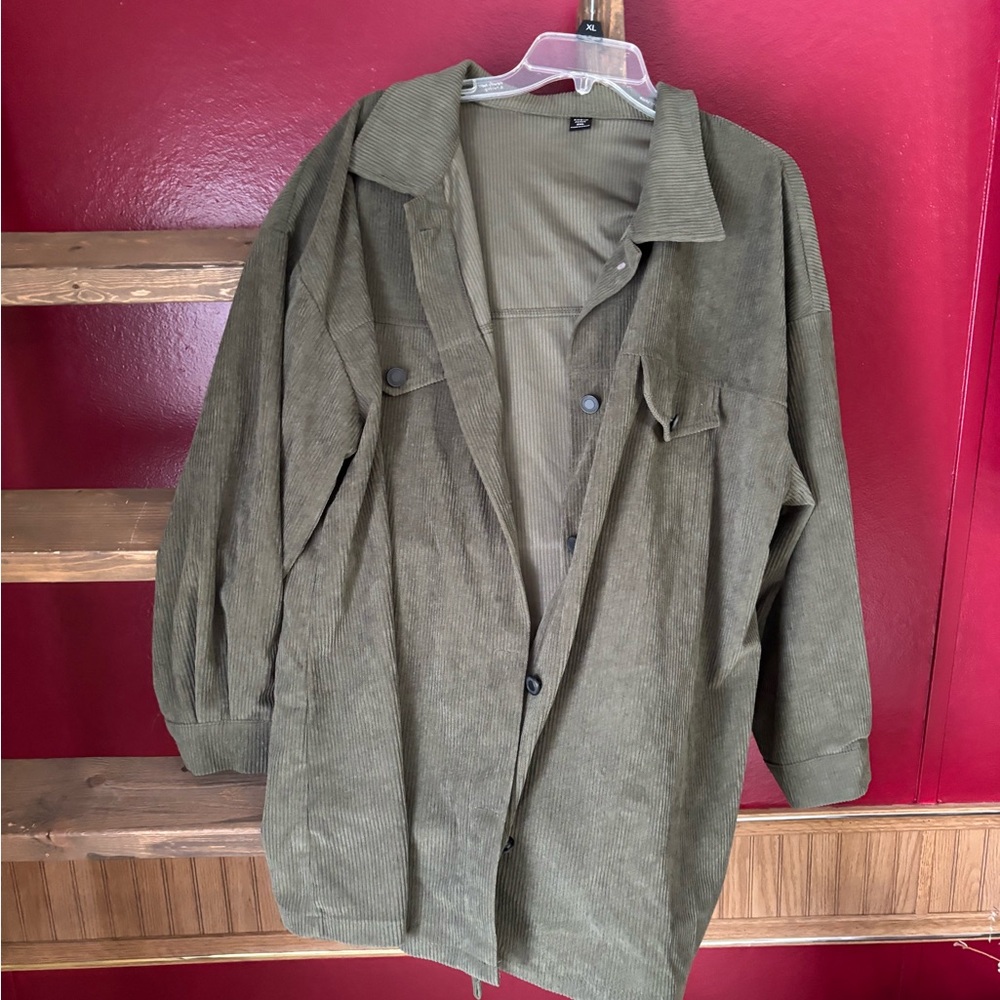 Olive Green Corduroy Women's Jacket